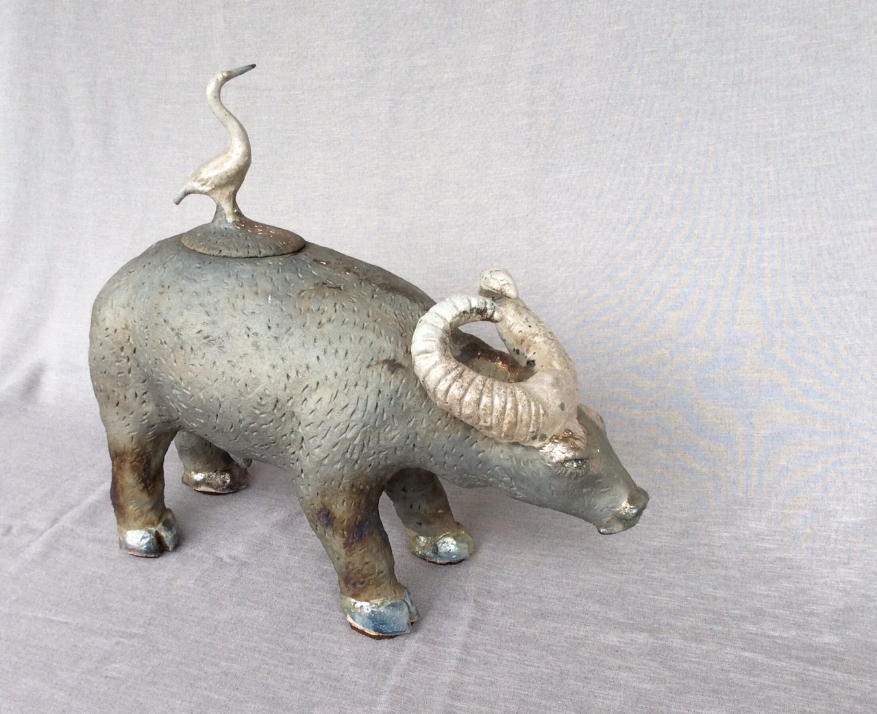 Water Buffalo with Egret